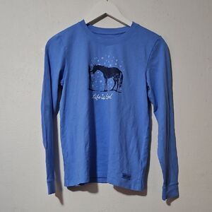 Life Is Good Woman Long Sleeve Shirt in Blue S